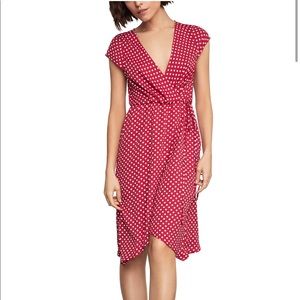 BCBGMAXAZRIA Polka-Dot Faux-Wrapped Dress